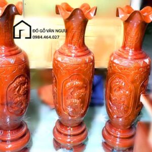 Lục Bình Đục Tú Quý Gỗ Sà Cừ LB-1