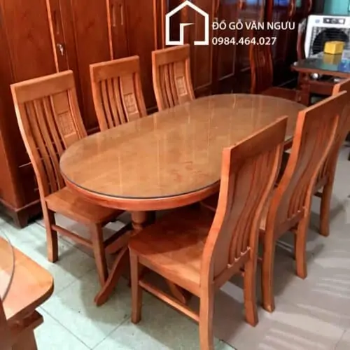 Bàn ăn bầu dục gỗ sồi nga BA-4