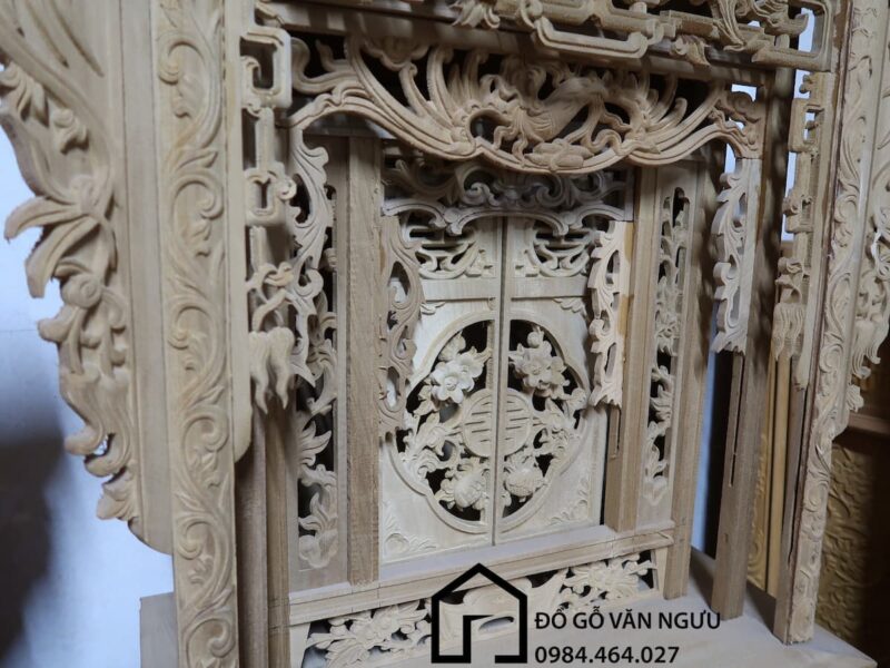 Khám Thờ Cổ Gỗ Dổi KT10 (1)