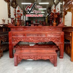 Mẫu Bàn Thờ Gỗ Hương Đẹp Phúc Lộc Thọ BT46